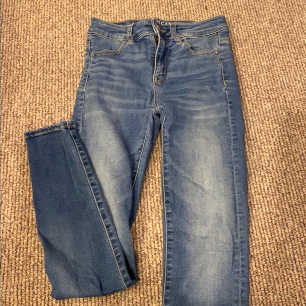 Light Wash Blue Jeans with No Rips